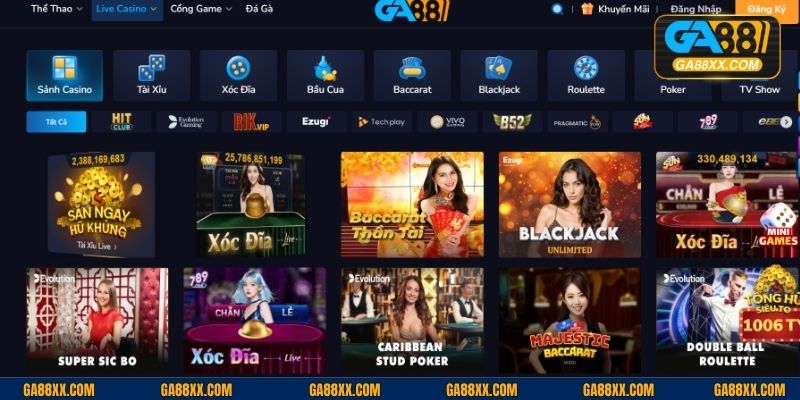 Live Casino GA88 xứng đáng là sòng bạc cá cược trực tuyến hàng đầu