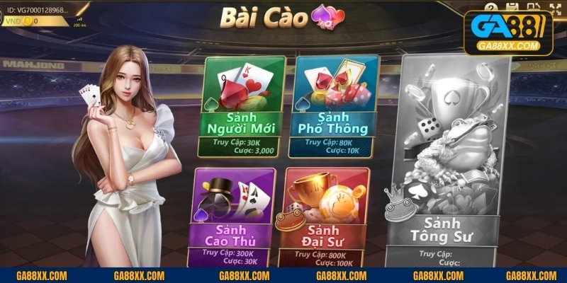 Nhà cái cung cấp đủ phòng chơi có đa dạng các mức cược