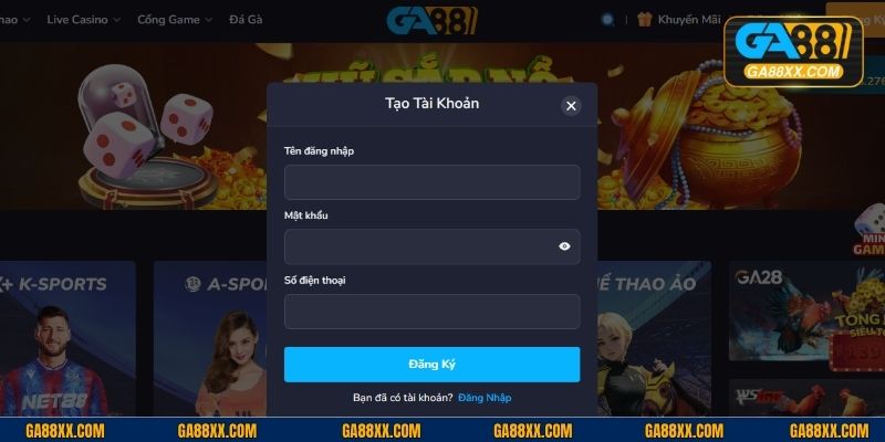 Quy trình tạo tài khoản tại GA88 cần nắm