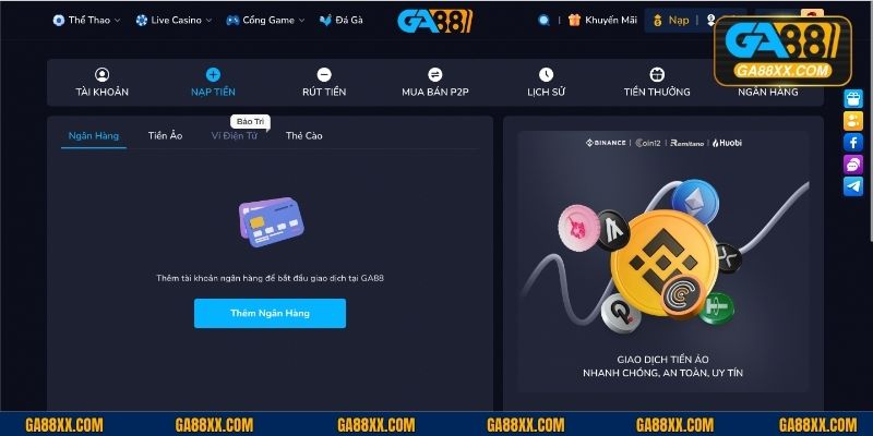 Ưu điểm vượt trội mà người chơi nhận được khi nạp tiền GA88 trực tuyến: